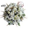 ­Hermoso arreglo en canasta con 32 tallos entre rosas maubles   y lilium blancas, + 10 tallos de astromelias  acompañado de  follaje verde y  blanco   Altura del arreglo 70 cm  - Imagen 2