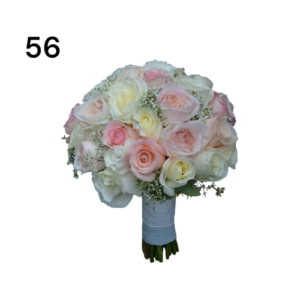 hermoso buque de novia con 24 rosas blancas y rosa pálida