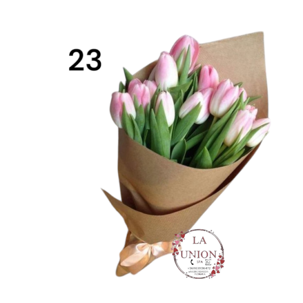 Hermoso Ramo de mano  con 18 tulipanes,