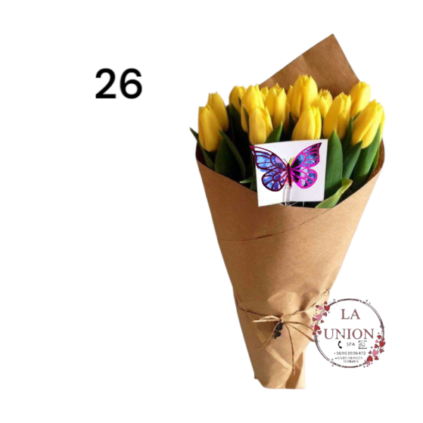 Hermoso Ramo de mano  con 13 tulipanes,