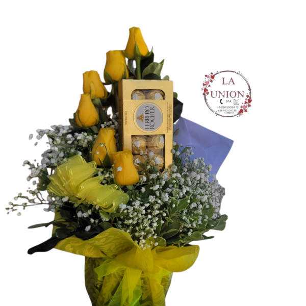 Hermoso arreglo con 12 rosas + 5 girasoles + 1 lilium +follaje verde elaborado  en pecera vidrio,  medida del arreglo 60cm alto - Imagen 14
