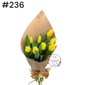 Hermoso arreglo de mano 10 tulipanes