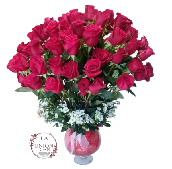 Hermosa pecera 50 rosas