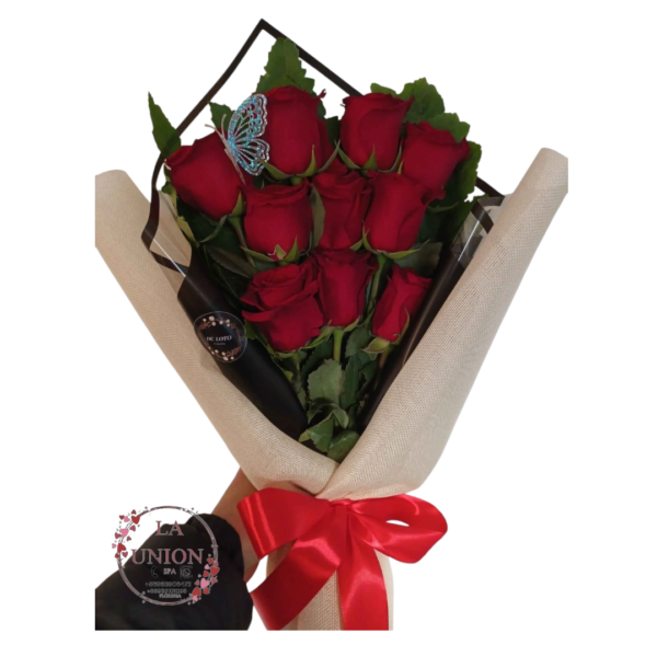 Ramo de mano 10 tallos de rosas