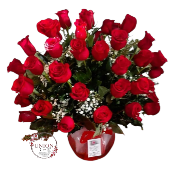 Hermosa pecera 50 rosas