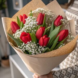 hermoso ramo de 10 tulipanes