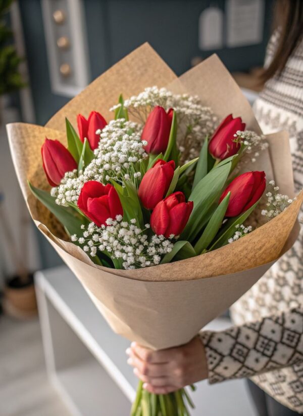 hermoso ramo de 10 tulipanes