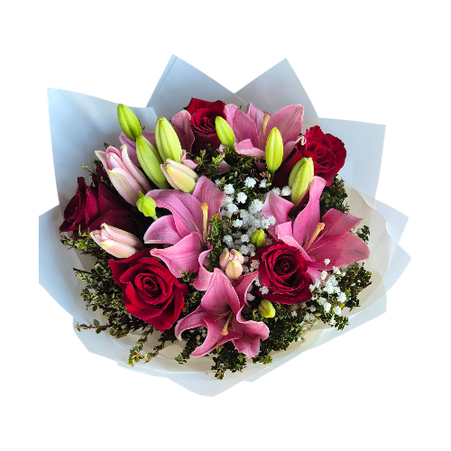 detalle con 6 rosas y 4 lilium - Imagen 2