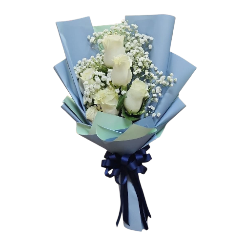 LINDO ARREGLO DE 6 HERMOSAS ROSAS BLANCAS