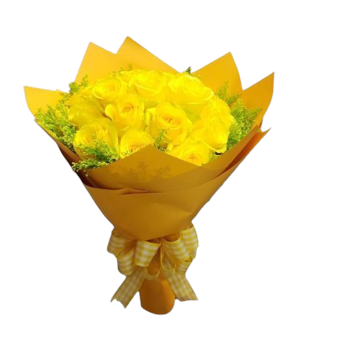 HERMOSO ARREGLO DE 22 ROSAS Y FOLLAJE AMARILLO