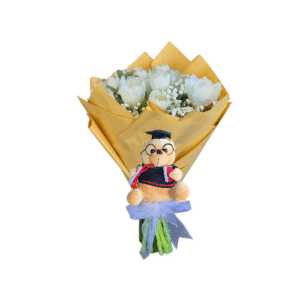 RAMO DE MANO 20 TULIPANES BLANCOS+PELUCHE