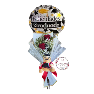 RAMO DE MANO CON 2 HERMOSAS ROSAS + PELUCHE Y GLOBO