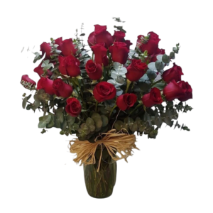 hermoso florero 25 rosas