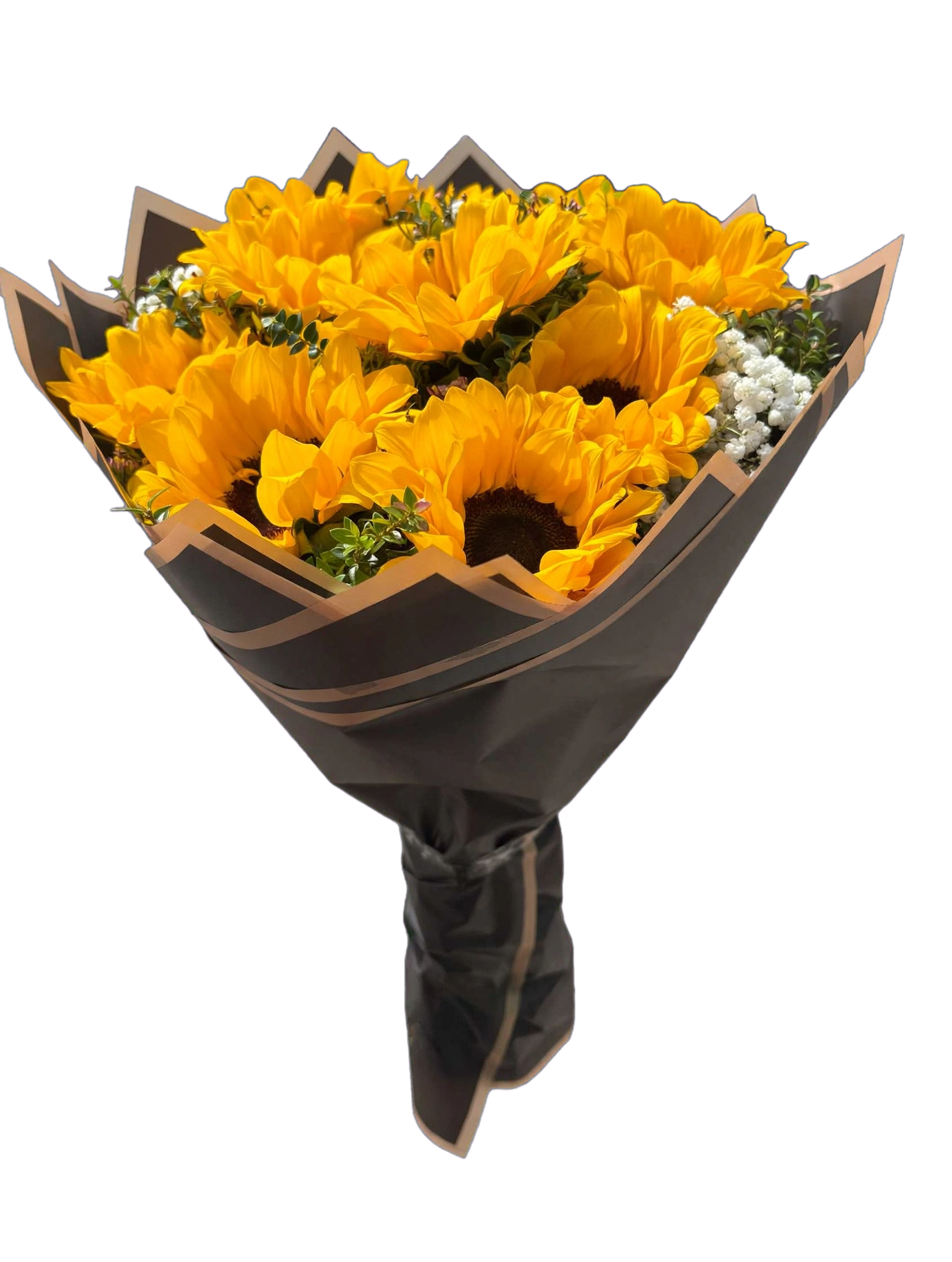 Hermoso arreglo de girasoles